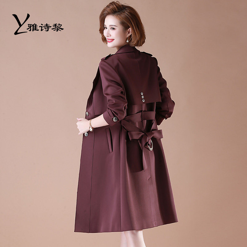 妈妈装洋气中老年春秋装中长款风衣 雅诗黎中老年女装