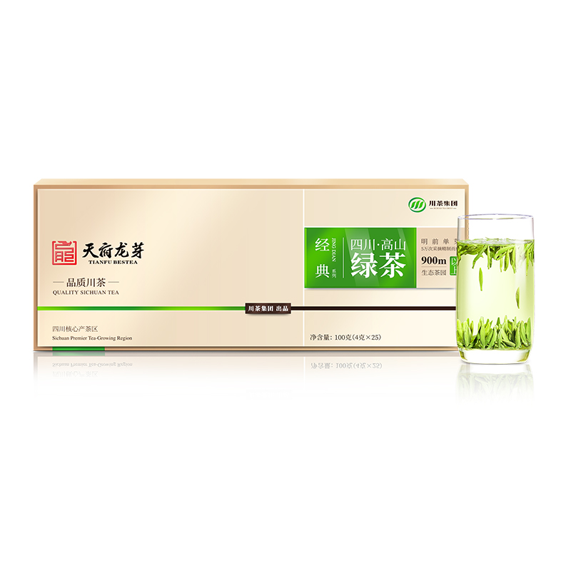 天府龙芽茶叶2024年新茶四川高山特级明前嫩芽绿茶高档礼盒装100g