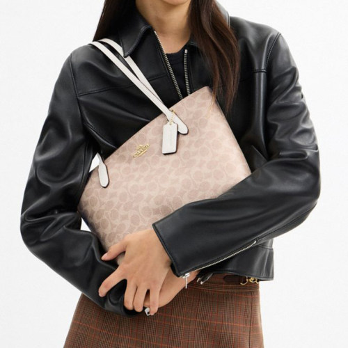 【自营】COACH/蔻驰拉链托特包单肩包购物袋妈咪包奢侈品女包 - 图1