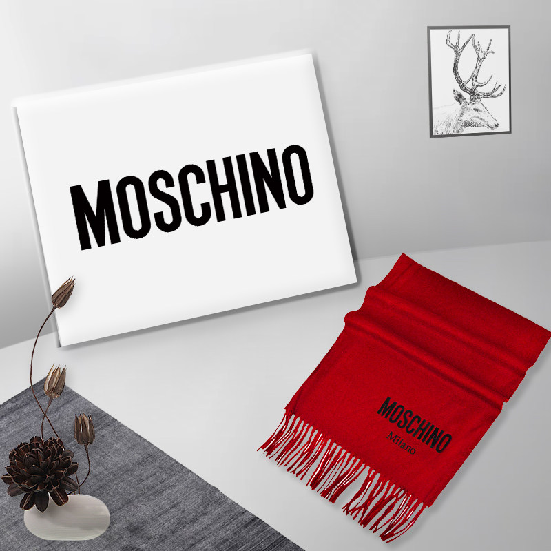 【自营】MOSCHINO 莫斯奇诺 保暖柔软男女款米白羊毛围巾棕色丝巾,淘宝优惠券,粉丝福利购,淘宝优惠卷