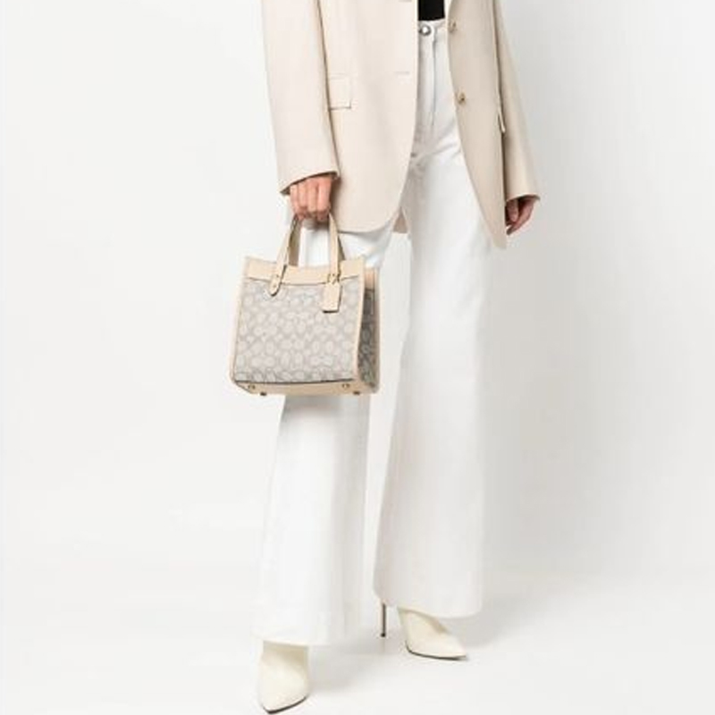 【自营】coach女士皮革徽章托特包 天猫国际自营时尚范女士包袋