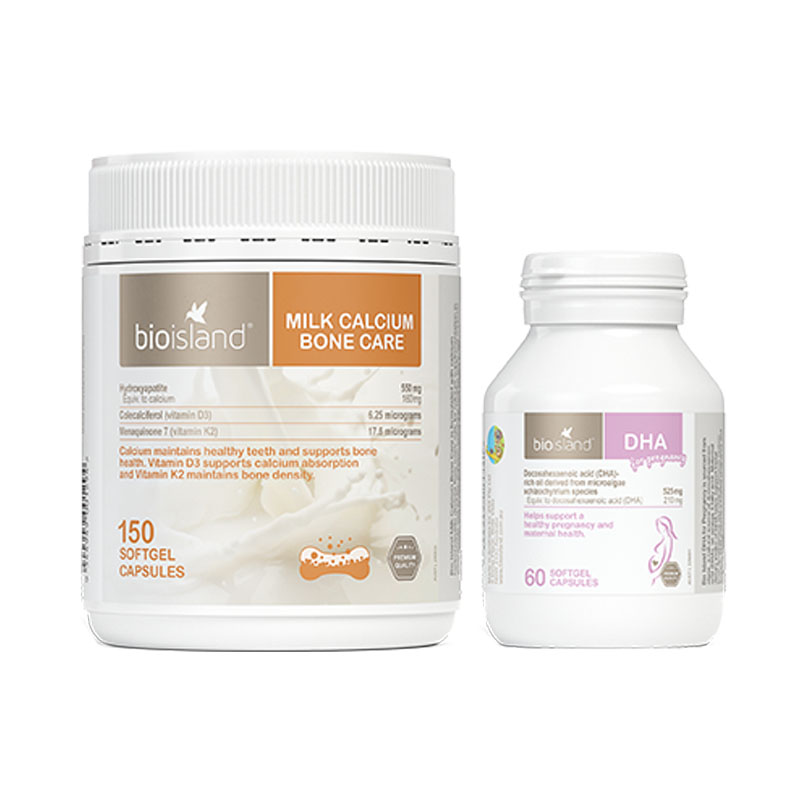 bioisland孕妇专用海藻油DHA牛乳钙孕产期营养补充cp套组