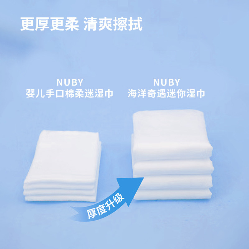 【自营】Nuby努比便携儿童随身宝宝手口擦屁屁迷你湿纸巾8抽8包,淘宝优惠券,粉丝福利购,淘宝优惠卷
