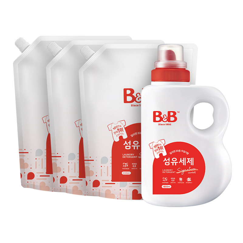 【自营】B&B保宁米迪恩必恩贝进口婴儿宝宝洗衣液1800ml+2100ml*3