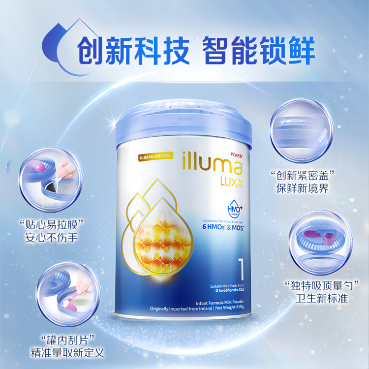【自营】惠氏启赋未来6HMO1段0-6月婴幼儿奶粉进口850g*6正品