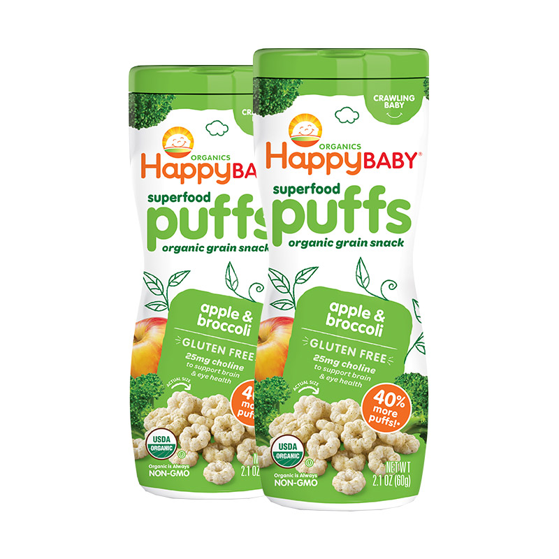天猫国际母婴直营【直营】2罐装禧贝有机泡芙宝宝辅零食苹果西兰花含胆碱60g/罐0