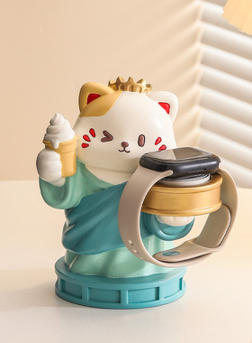 创意猫咪手表充电器支架通用摆件