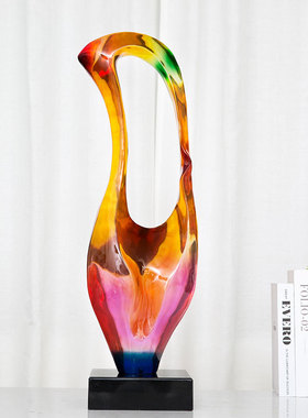 炫彩透明雕塑摆件软装饰摆设玄关酒店家居样板间售楼处艺术工艺品