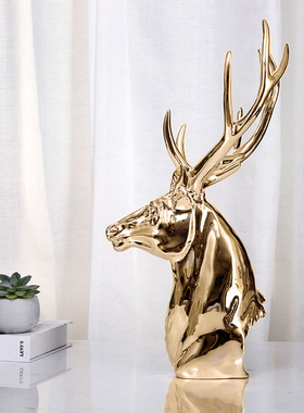 北欧创意鹿头桌面摆件客厅新家软装开业送礼轻奢家居装饰工艺品