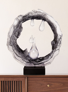 透明水滴树脂软装摆件简约家居客厅玄关摆件酒店大堂前台装饰品