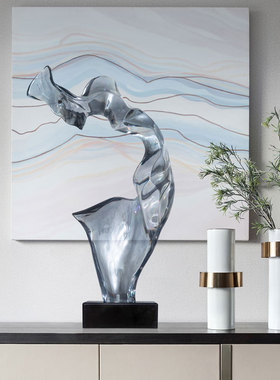 售楼处样板间抽象透明树脂摆件现代简约酒店大堂装饰工艺品雕塑