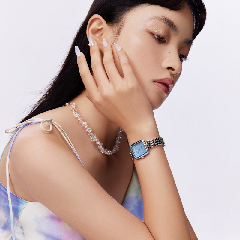 拓非tophill蓝色偏光贝母石英表 tophill拓非国产腕表