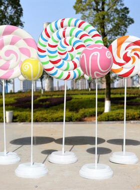 网红仿真糖果摆件玻璃钢棒棒糖雕塑道具户外景观园林景观落地小品