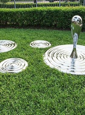 大型不锈钢水浪花雕塑定制创意水滴波纹庭院装饰水景镜面美陈摆件