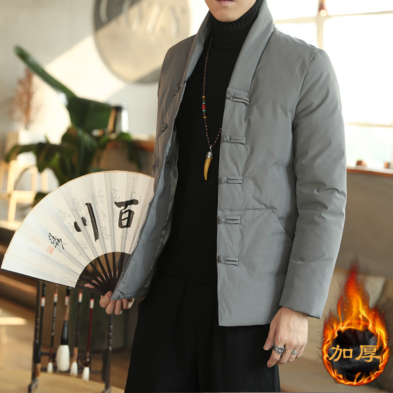 男士冬季复古汉服中式休闲盘扣棉袄 岸谷视界旗舰民族服装
