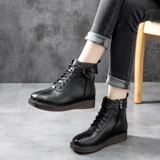 Зимние удерживающие тепло нескользящие флисовые короткие сапоги для матери, из натуральной кожи, мягкая подошва, для среднего возраста