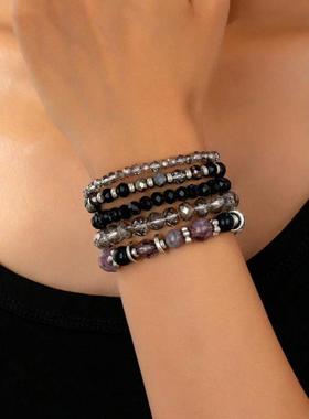 外贸代发新款Artificial CrystalBracelet Bead Bracelet Purple