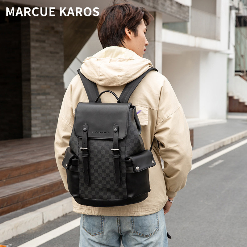 mk商务休闲电脑包潮牌夏季真皮背包 partyplus双肩背包