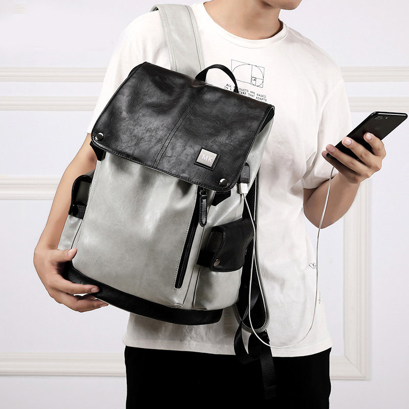 mk男真皮背包2020年新款电脑双肩包 partyplus双肩背包