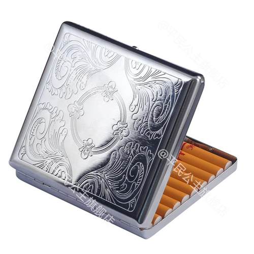 个性不锈钢铝制随身烟灰盒24支翻盖男士铝制高档创意铁夹24支 - 图3