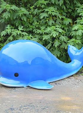 户外仿真鲸鱼摆件玻璃钢海豚雕塑售楼部游乐园小区商场海洋馆美陈