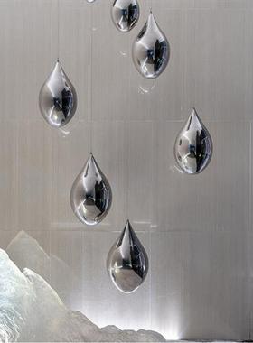 户外不锈钢镜面水滴浪花雕塑定制酒店售楼部景观创意水景落地摆件