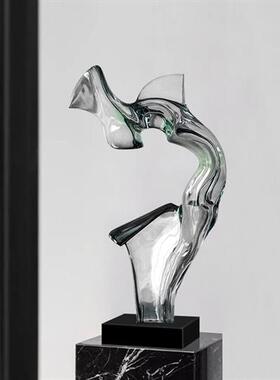 客厅玄关电视柜摆件家居软装饰品样板房酒店透明树脂入户门雕塑