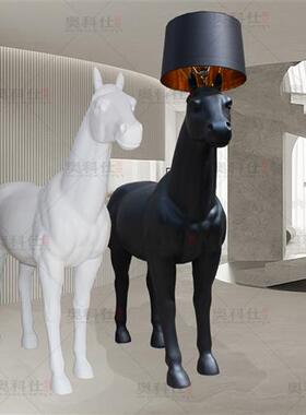 玻璃钢大马雕塑落地摆件酒店会所客厅大厅装饰工程室内摆设品户外