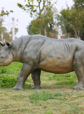仿真大象犀牛玻璃钢大型动物雕塑户外园林景观庭院落地摆件装饰品