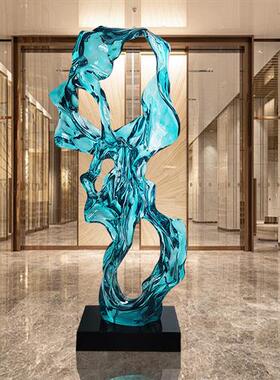 透明树脂太湖石雕塑大型落地摆件现代简约酒店售楼处软装饰工艺品