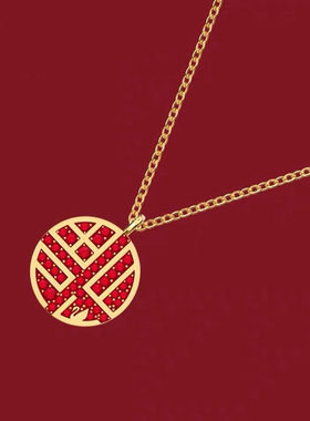 玫瑰金镶嵌水钻吊坠项链网红同款