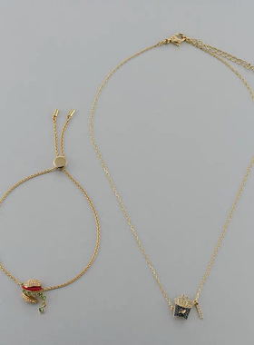 镶嵌水钻吊坠项链网红同款