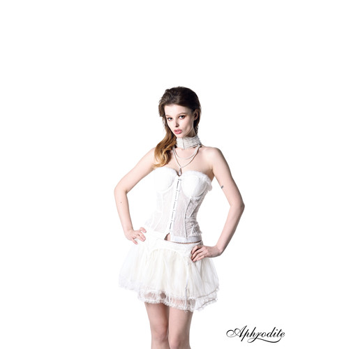 Aphrodite 维多利亚缪斯 法式千金纯欲白色蕾丝鱼骨胸衣显瘦束腰 - 图0