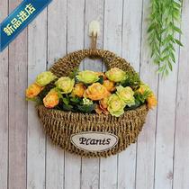 Wedding Celebration Shop Hanging Wall Hanging Fashion Grass Woven Basket Mall Home Lift Basket Wall Wall-mounted Flower Basket Vines G Chic Antique