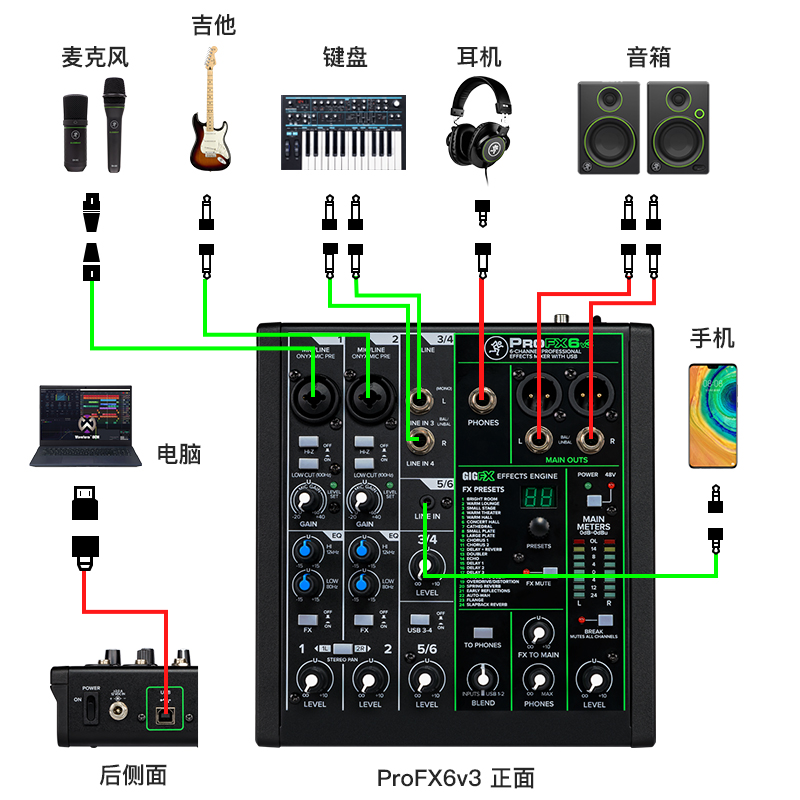 RUNNINGMAN美奇 PRO FX6V3 10V3 12V3美琪USB录音直播K歌调音台-图0