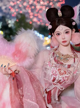 新款妲己战国袍头饰大毛球