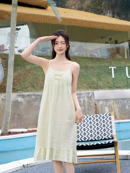 2024 Futini summer ໃຫມ່ cloud cotton bubble nightgown ກຽມພ້ອມສໍາລັບແມ່ຍິງເຮືອນຄົນອັບເດດ: ເຮືອນໃສ່ເຮືອນ