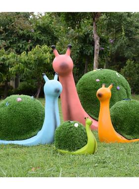 户外绿植草皮蜗牛玻璃钢雕塑幼儿园仿真动物摆件园林景观花园装饰