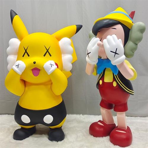 网红kaws芝麻街大摆件潮牌卡瓦斯公仔玻璃钢雕塑客厅门店大型装饰 - 图0