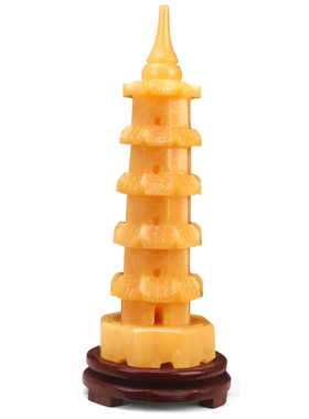 天然黄玉文昌塔摆件五层八层