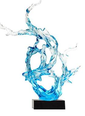 浪花摆件轻奢时尚高档装饰艺术雕塑酒店大堂客厅入户玄关透明树脂