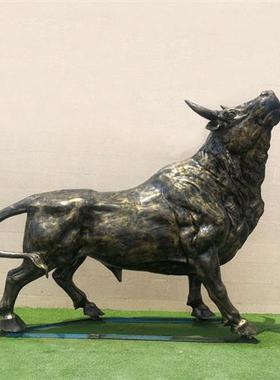 玻璃钢大金牛模型户外开荒牛拓荒牛华尔街牛雕塑牛气冲天摆件定制