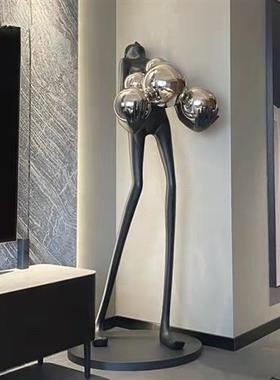 抽象大型人物雕塑玻璃钢落地摆件样板间软装装饰工艺品玄关落地灯