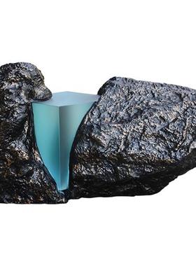 大型景观石头假山玻璃钢雕塑定制酒店大堂售楼处软装饰品落地摆件