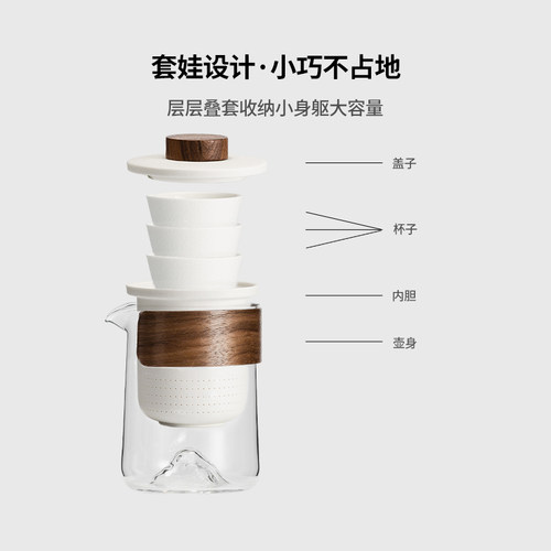 便携式旅行茶具套装户外露营随身一壶三杯2026新款一人饮快客杯 - 图0