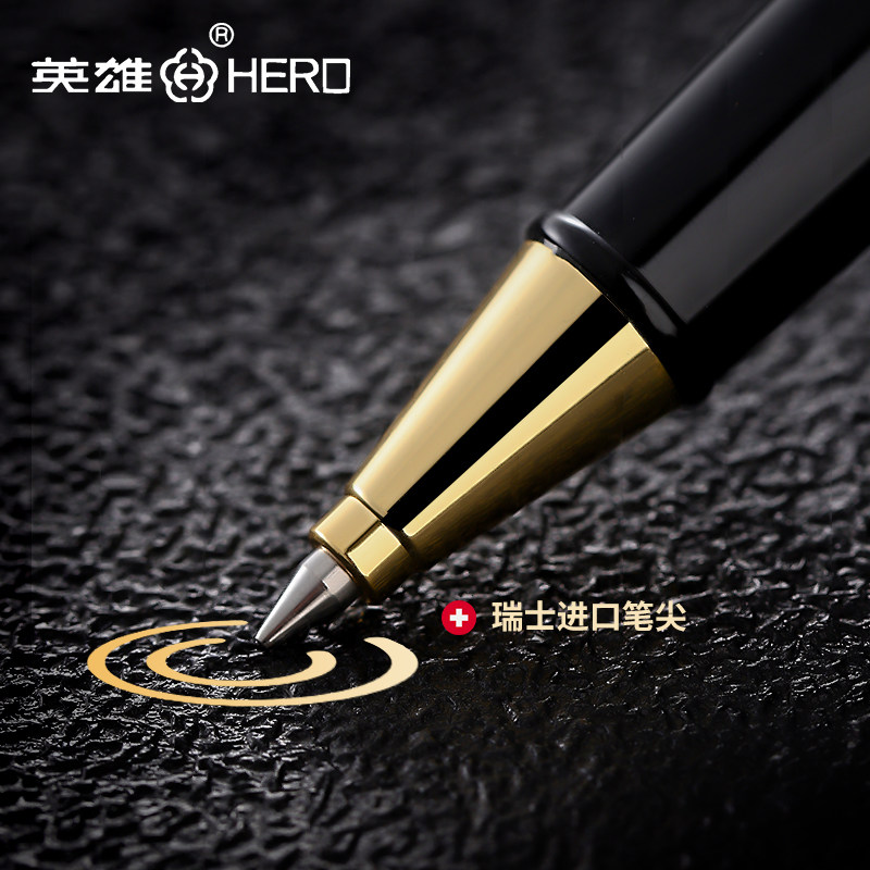 英雄签字笔5020A商务高档办公用宝珠笔签名磨砂碳素笔签单男女士礼品私人定制logo免费刻字圆珠笔金属中性笔_虎窝淘