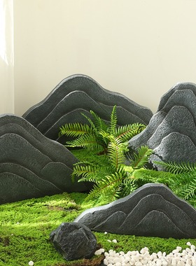 玻璃钢仿真石头室内软装造景摆件