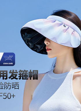 帽子女夏季渐变彩虹色空顶贝壳帽