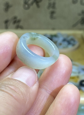 和田玉青白玉籽料卡16随型戒指跑环满皮洒金皮国风复古戒圈挂饰