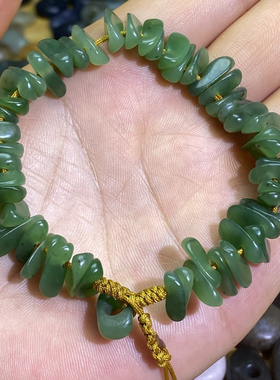 和田玉碧玉苹果绿随型小扣子手编绳手链手工编制复古风藏式手串